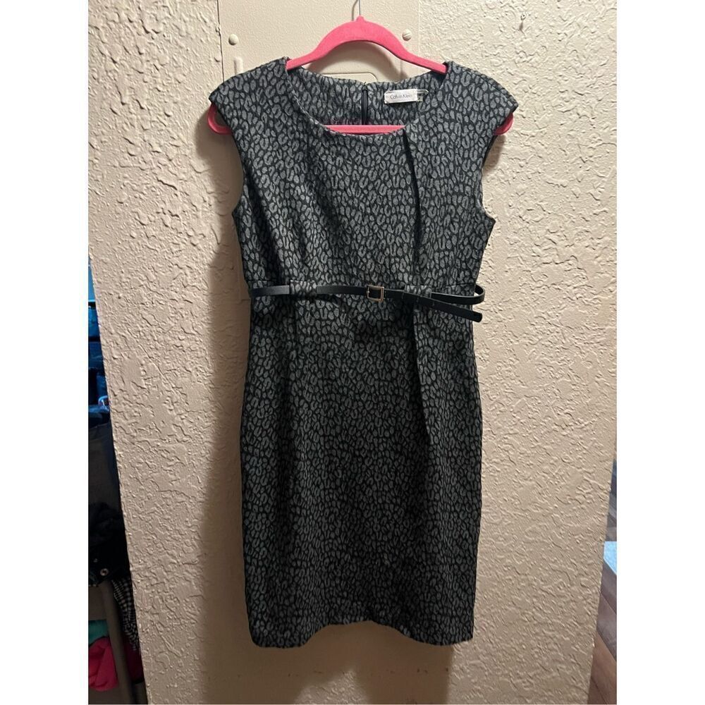 Calvin Klein Grey & Black Leopard Dress Size 6 Woman’s